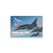 Magnet rectangulaire avec photo d'un rafale et le logo de l'AAE.