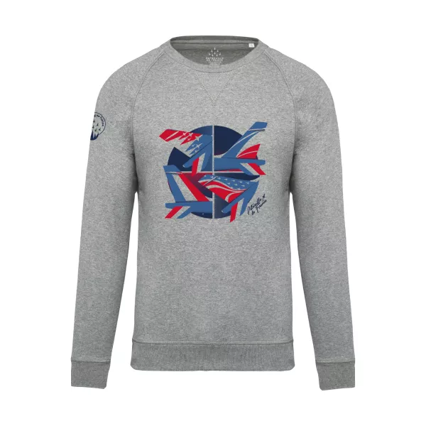 Sweat col rond gris chiné Patrouille de France