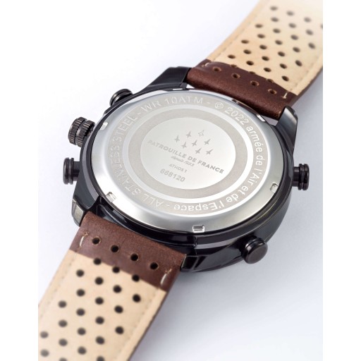 Montre Athos 1 Chrono Alarme - Cadran Noir et Cuir Marron