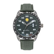 Montre en metal avec cadran vert kaki.