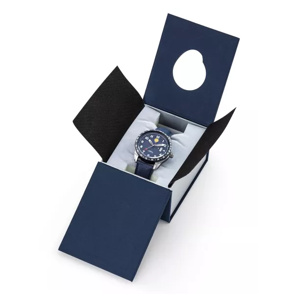 Coffret bleu marine, écrin de la montre.