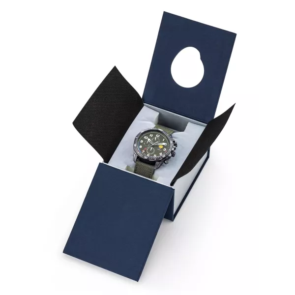 Coffret bleu marine, écrin de la montre.
