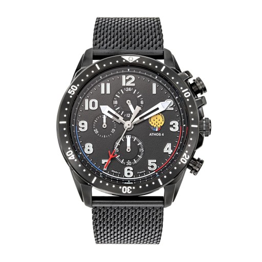Montre Athos 4 Chronographe - Cadran Noir et Bracelet Acier