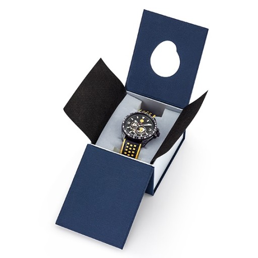 Coffret bleu marine, écrin de la montre.