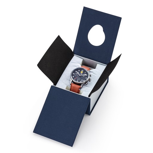 Montre Athos 7 Chronographe - Cadran Noir et Bracelet Marron