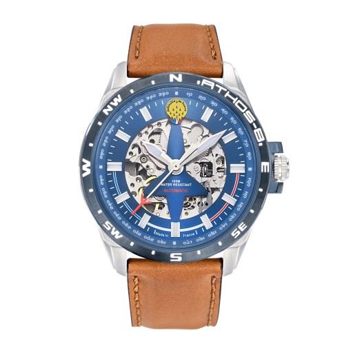 Montre Athos 8 Automatique - Cadran Bleu et Cuir Marron
