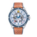 Montre Athos 8 Automatique - Cadran Argenté et Bracelet Cuir Marron