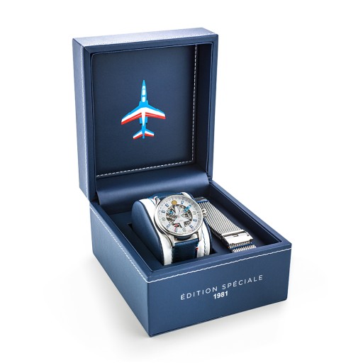 Coffret Edition Spéciale 1981 - Montre automatique - Cadran Argenté et Cuir Bleu