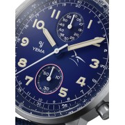 Chiffres et aiguilles beige, logos Yema et Armée de l'Air et de l'espace Blanc.