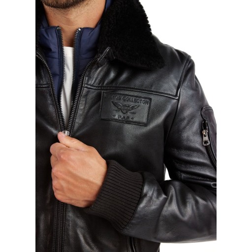 Blouson de pilote en cuir Noir Rafal Ycon - Redskins x Patrouille de France