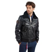 Blouson de pilote en cuir Noir Rafal Ycon - Redskins x Patrouille de France