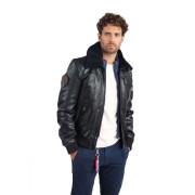 Blouson de pilote en cuir Noir Rafal Ycon - Redskins x Patrouille de France