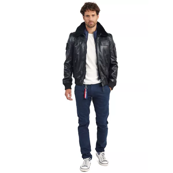 Blouson de pilote en cuir Noir Rafal Ycon - Redskins x Patrouille de France