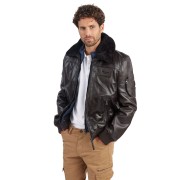 Blouson en cuir marron