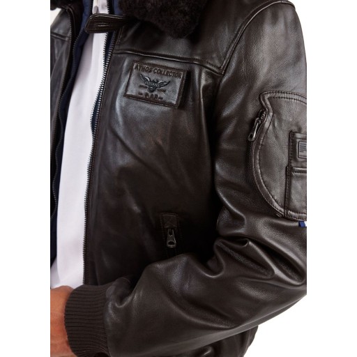 Blouson de pilote en cuir Marron Rafal Ycon - Redskins x Patrouille de France