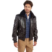 Blouson de pilote en cuir Marron Rafal Ycon - Redskins x Patrouille de France