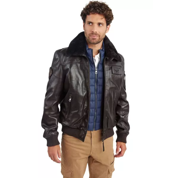 Blouson de pilote en cuir Marron Rafal Ycon - Redskins x Patrouille de France