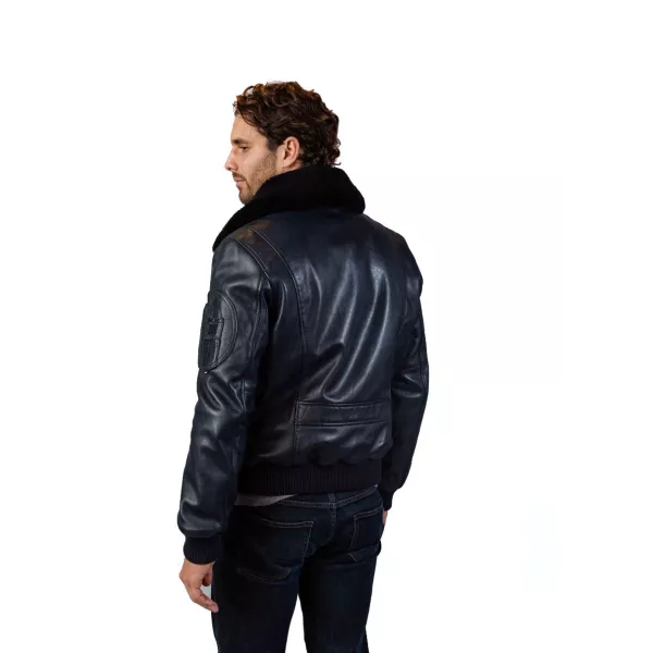 Blouson de pilote en cuir Bleu Marine Rafal Ycon - Redskins x Patrouille de France