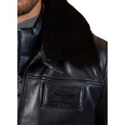 Col chemise en fourrure noire