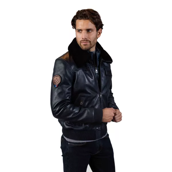 Blouson en cuir noir