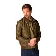 Veste en cuir Khaki Furtif Napoli - Redskins x Patrouille de France