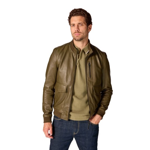 Veste en cuir Khaki Furtif Napoli - Redskins x Patrouille de France
