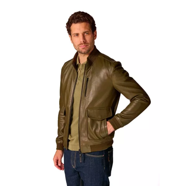 Veste en cuir Khaki Furtif Napoli - Redskins x Patrouille de France