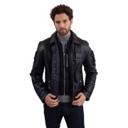 Blouson en cuir Bleu Marine Jaegger Alpha - Redskins x Patrouille de France