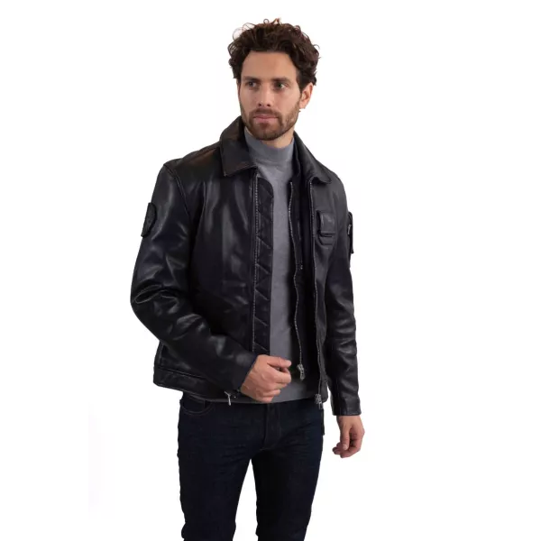 Blouson en cuir Bleu Marine Jaegger Alpha - Redskins x Patrouille de France