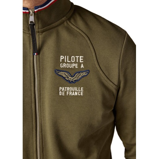 Sweat-shirt zippé en molleton Kaki Active French - Redskins x Patrouille de France