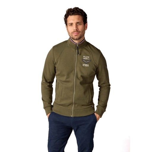 Sweat-shirt zippé en molleton Kaki Active French - Redskins x Patrouille de France