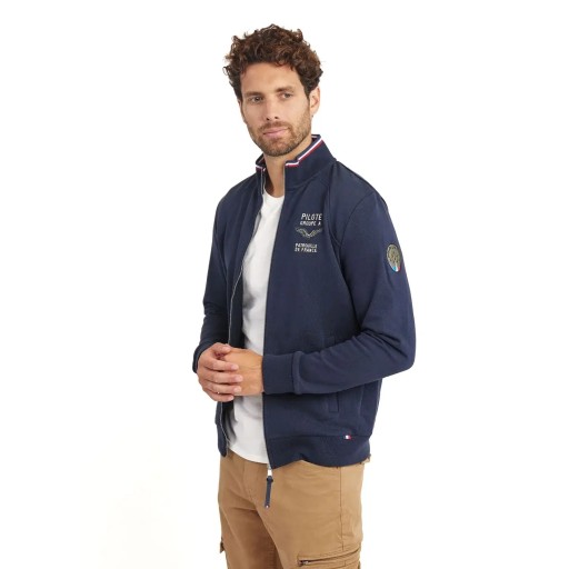 Sweat-shirt zippé en molleton Bleu Marine Active French - Redskins x Patrouille de France
