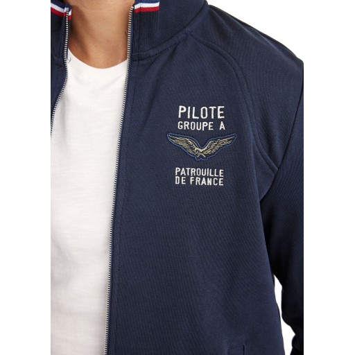 Sweat-shirt zippé en molleton Bleu Marine Active French - Redskins x Patrouille de France