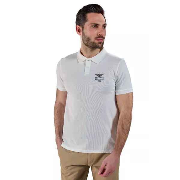 Polo Blanc avec col à revers et 2 boutons d'attaches