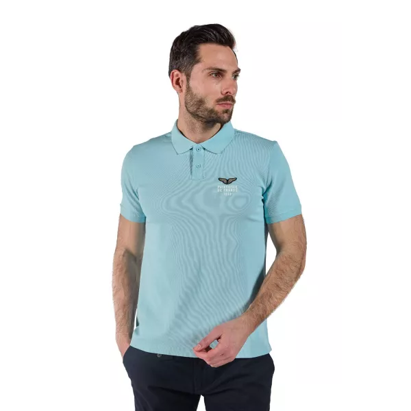 Polo Bleu à col à revers