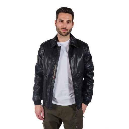 Blouson en Cuir Noir Firefly Earth - Redskins x Patrouille de France