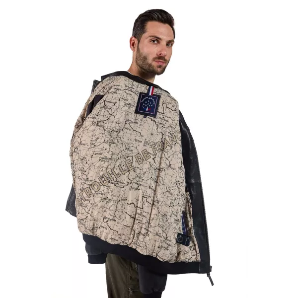 Blouson en Cuir Noir Firefly Earth - Redskins x Patrouille de France