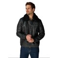 Blouson en Cuir Bleu Marine foncé Jet French Atlas - Redskins x Armée de l'Air et de l'Espace
