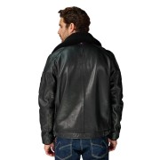 Blouson en Cuir Bleu Marine foncé Jet French Atlas - Redskins x Armée de l'Air et de l'Espace