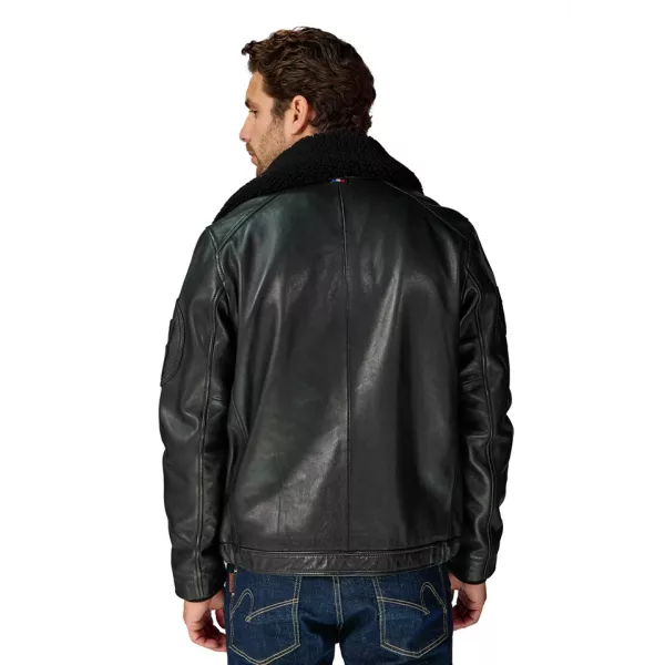 Blouson en Cuir Bleu Marine foncé Jet French Atlas - Redskins x Armée de l'Air et de l'Espace