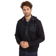 Gilet à capuche noir avec une poche à soufflet côté coeur