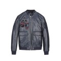 Blouson en Cuir Bleu Marine foncé Opium Napoli - Redskins x Patrouille de France