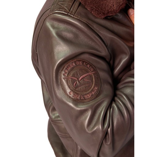 Blouson collector en Cuir Marron Pilot Atlas - Redskins x Patrouille de France