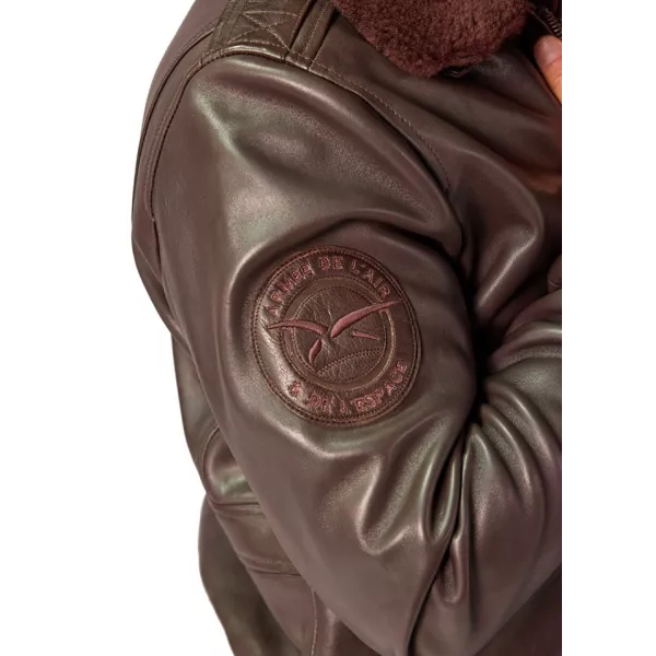 Patch en cuir sur l'épaule, avec le logo de l'armée de l'air et de l'espace.