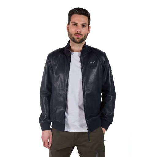 Blouson en Cuir Bleu Marine Turbo Jet - Redskins x Patrouille de France