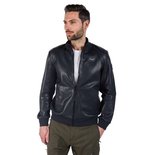 Blouson en Cuir Bleu Marine Turbo Jet - Redskins x Patrouille de France