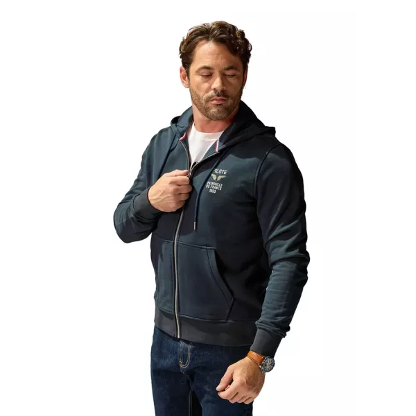 Sweat-shirt Bleu Marine doté d'une fermeture éclair à l'avant