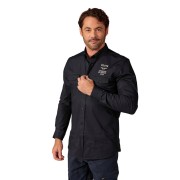 Chemise Bleu Marine ornée d'une broderie exquise et d'un patch d'ailes