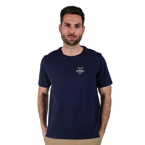 T-shirt Bleu Marine avec logo PATROUILLE DE FRANCE brodé côté cœur.