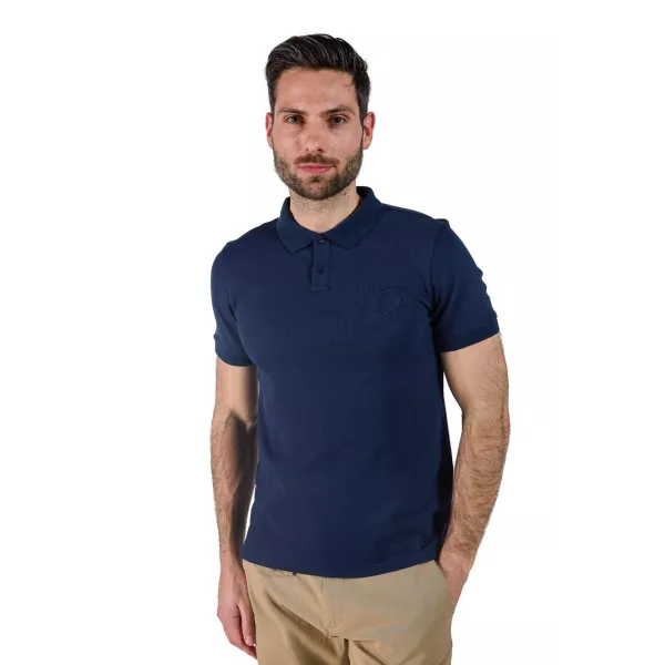 Polo bleu avec 2 boutons au col